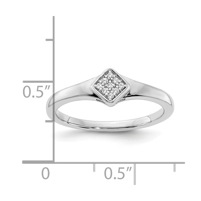14k White Gold Polished Fancy Real Diamond Ring