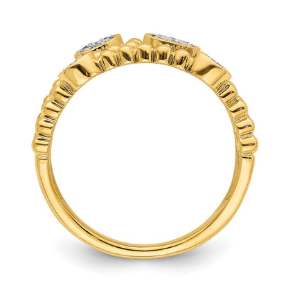 14K Yellow Gold Polished Pave Circles Multi-band Real Diamond Ring