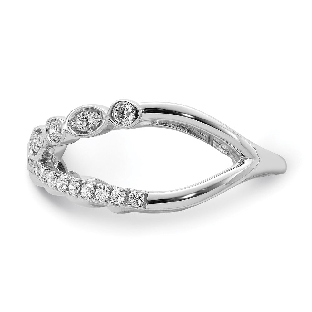 14k White Gold Polished Criss Cross Real Diamond Ring