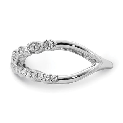 14k White Gold Polished Criss Cross Real Diamond Ring