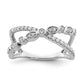 14k White Gold Polished Criss Cross Real Diamond Ring