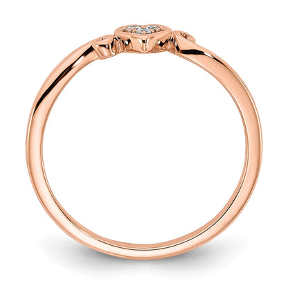 14k Rose Gold Polished Heart Real Diamond Ring
