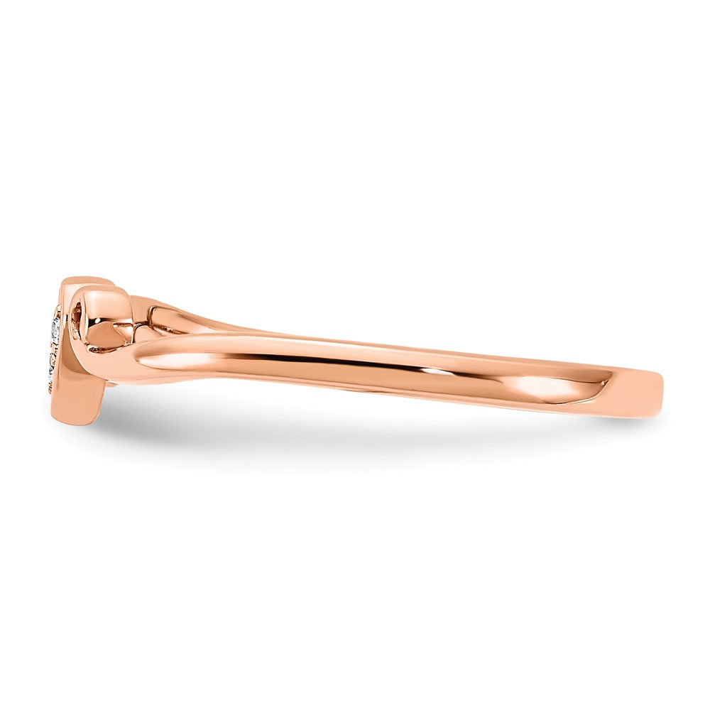 14k Rose Gold Polished Heart Real Diamond Ring