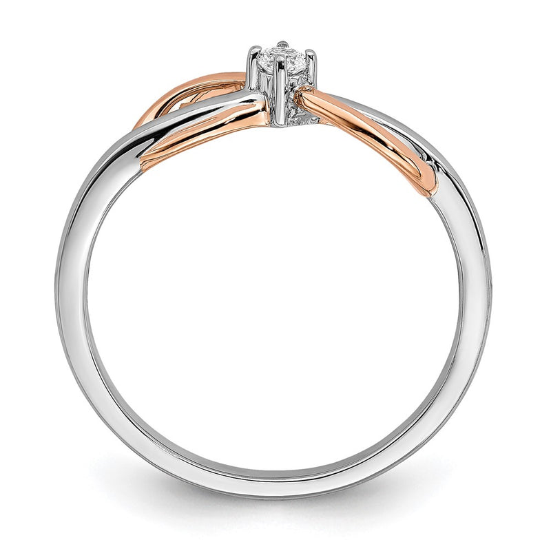 14k Two-Tone Gold White & Rose Polished Infinity Real Diamond Ring