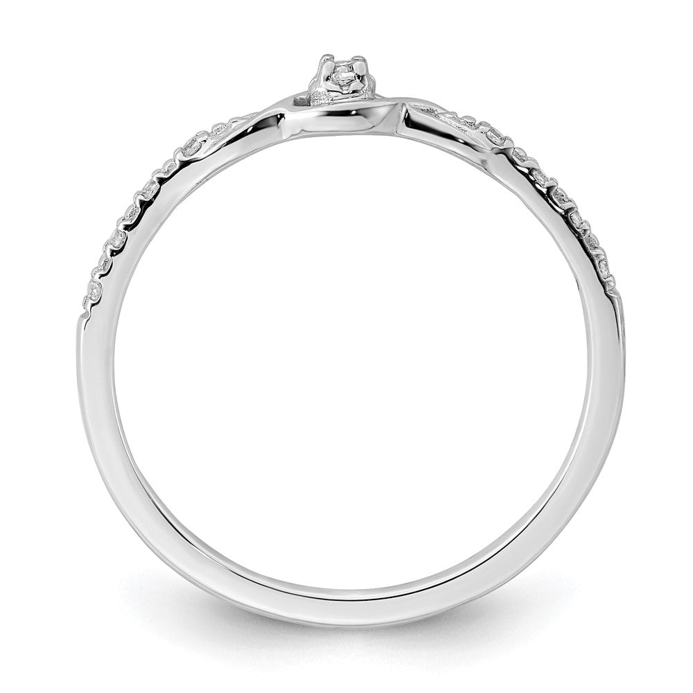 14k White Gold Polished Fancy Real Diamond Ring