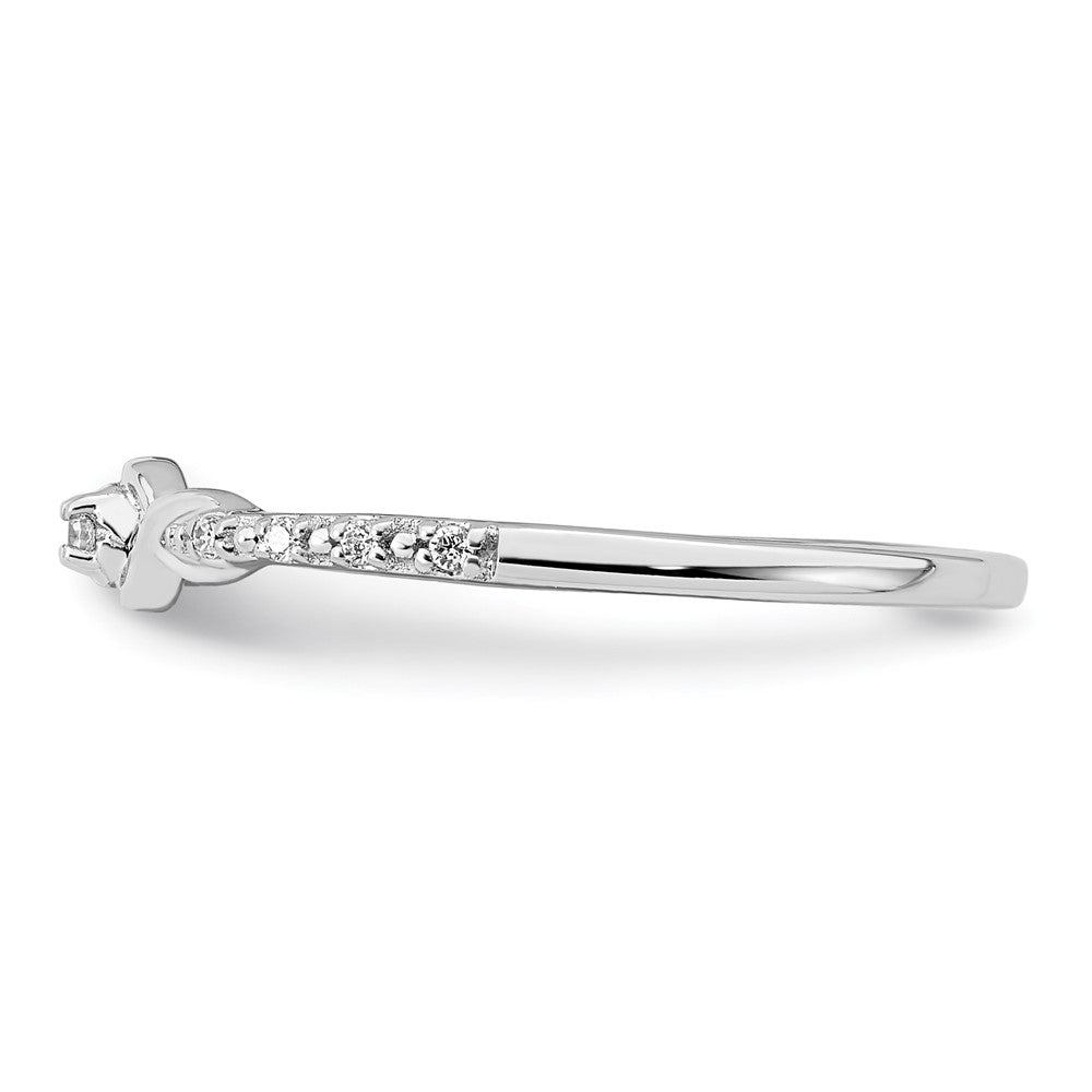 14k White Gold Polished Fancy Real Diamond Ring