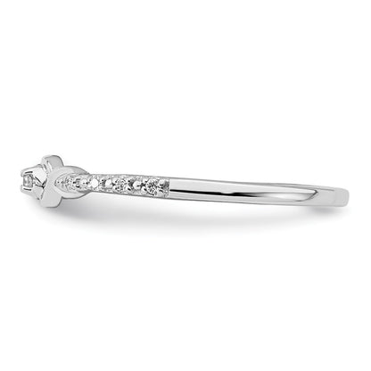 14k White Gold Polished Fancy Real Diamond Ring
