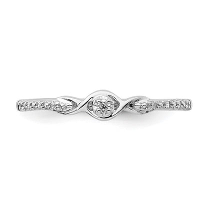 14k White Gold Polished Fancy Real Diamond Ring