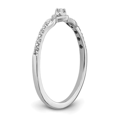 14k White Gold Polished Fancy Real Diamond Ring