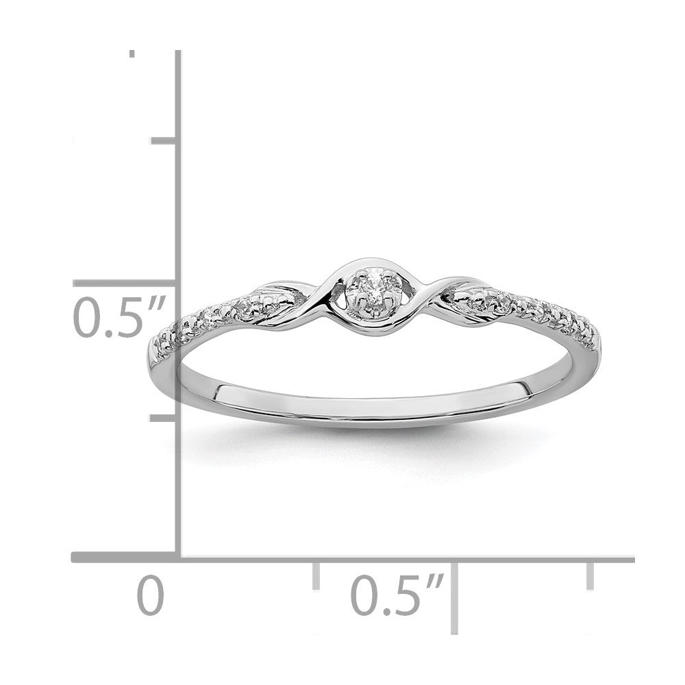 14k White Gold Polished Fancy Real Diamond Ring