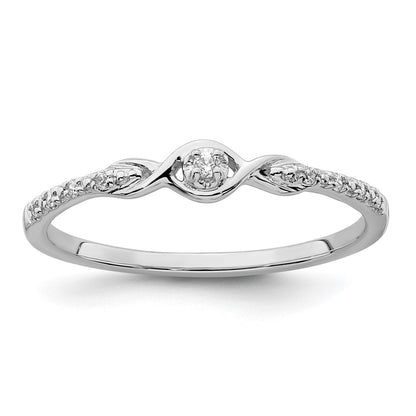 14k White Gold Polished Fancy Real Diamond Ring