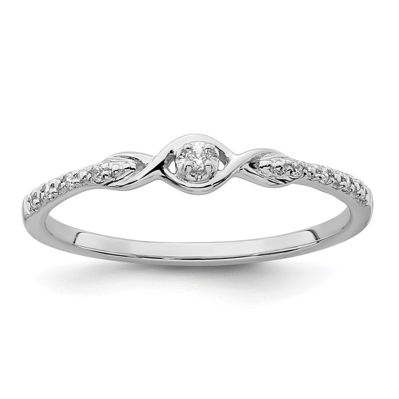 14k White Gold Polished Fancy Real Diamond Ring