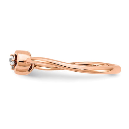 14k Rose Gold Polished Double Heart Real Diamond Ring