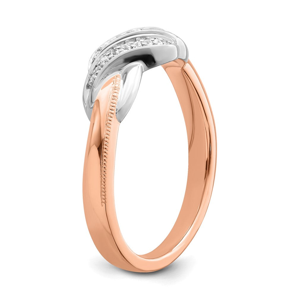 14k Two-Tone Gold White & Rose Polished Fancy Real Diamond Ring
