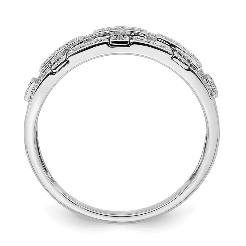 14k White Gold Polished Fancy Real Diamond Ring