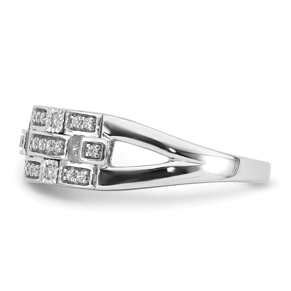 14k White Gold Polished Fancy Real Diamond Ring