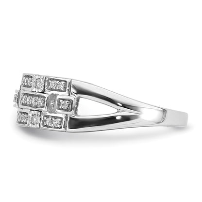 14k White Gold Polished Fancy Real Diamond Ring
