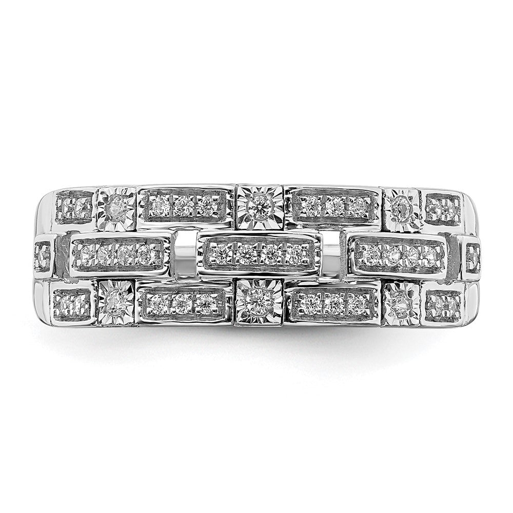 14k White Gold Polished Fancy Real Diamond Ring