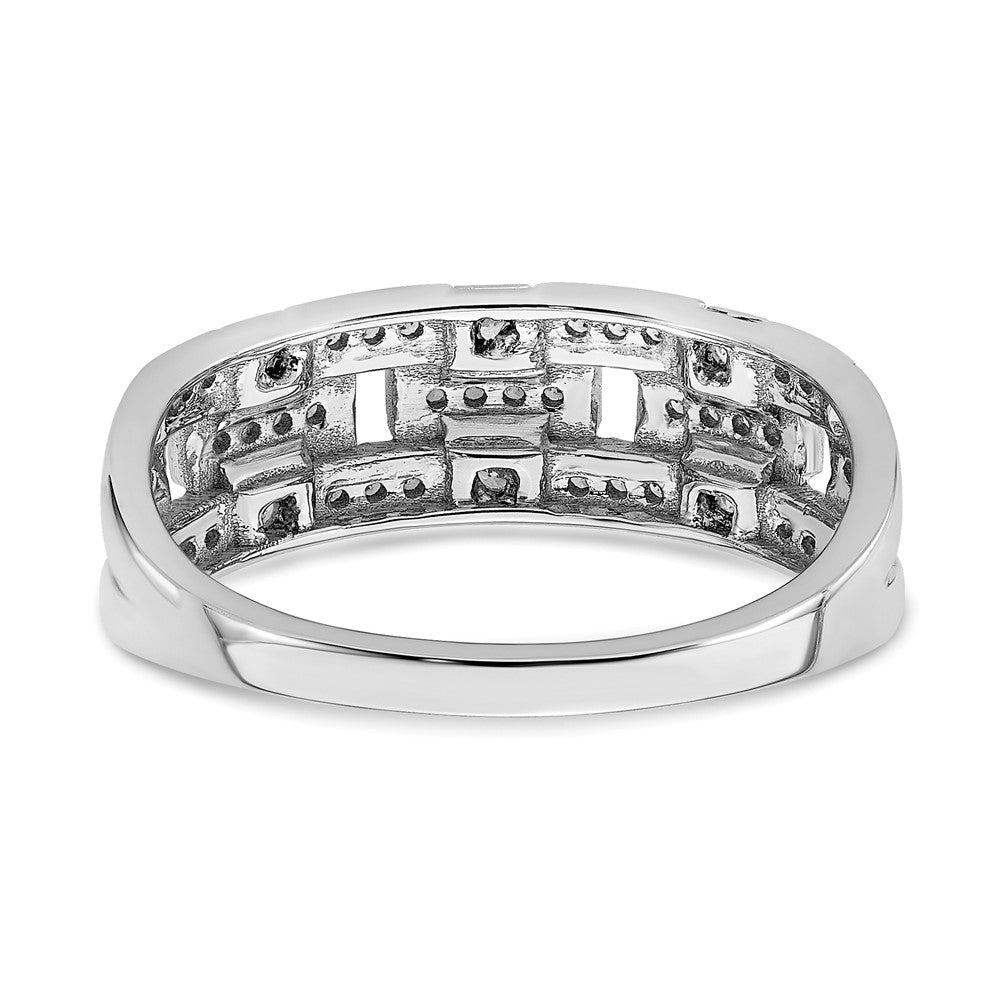 14k White Gold Polished Fancy Real Diamond Ring