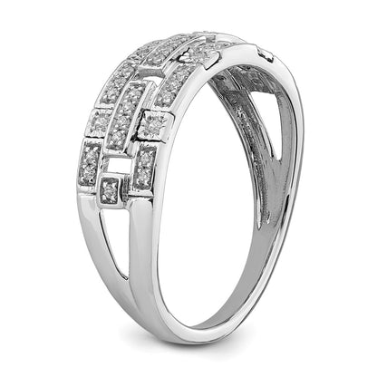 14k White Gold Polished Fancy Real Diamond Ring