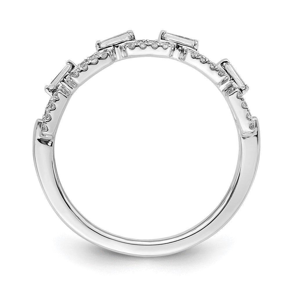 14k White Gold Polished Squares Real Diamond Ring