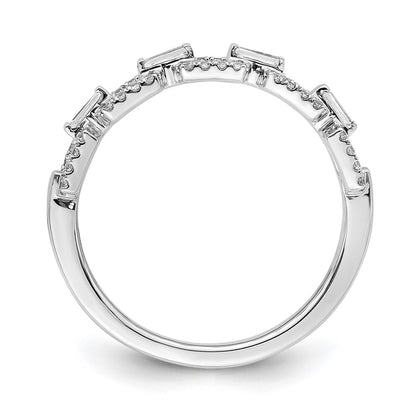 14k White Gold Polished Squares Real Diamond Ring
