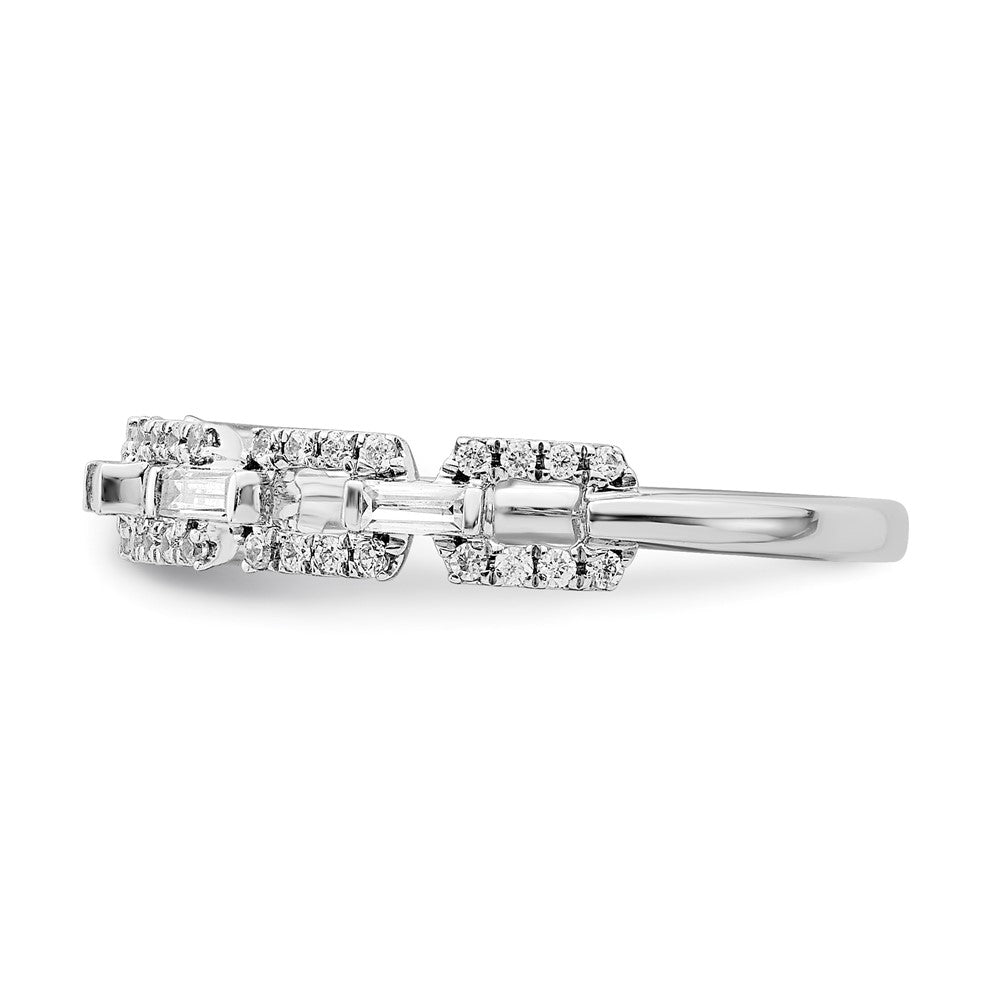 14k White Gold Polished Squares Real Diamond Ring