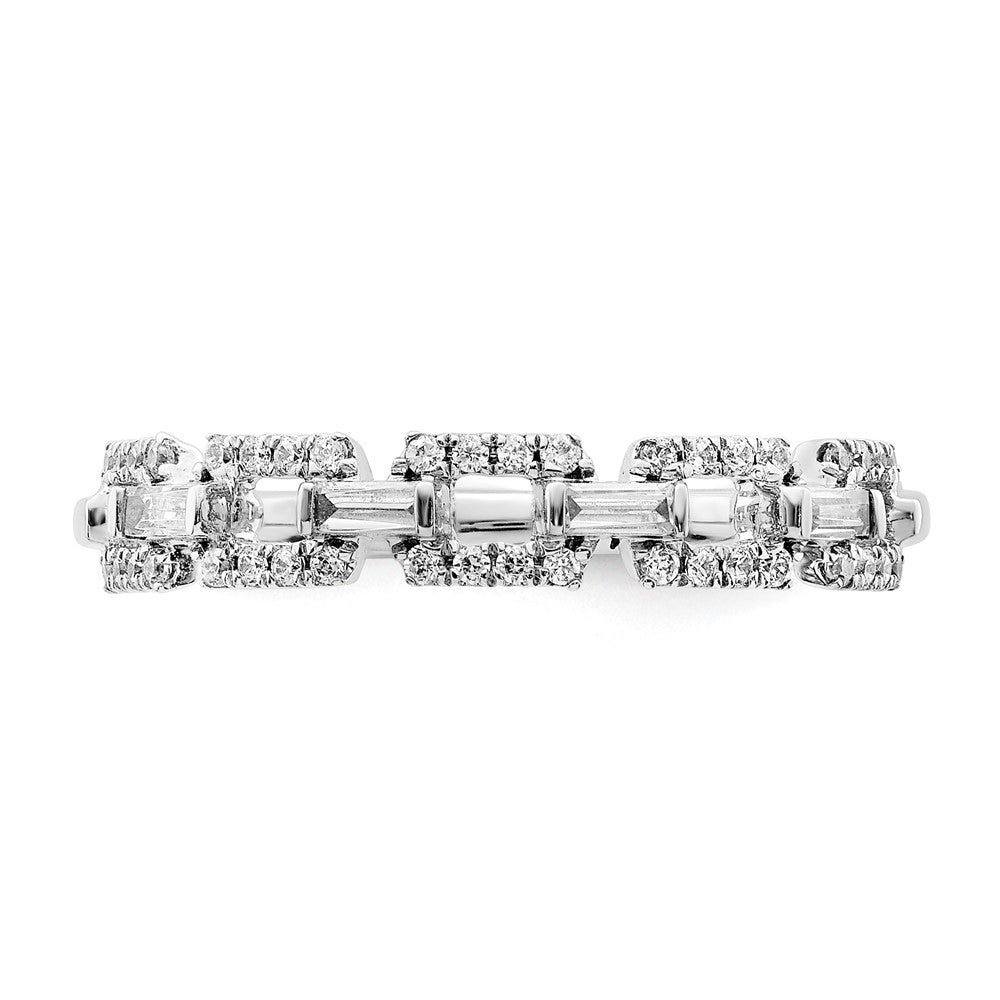 14k White Gold Polished Squares Real Diamond Ring