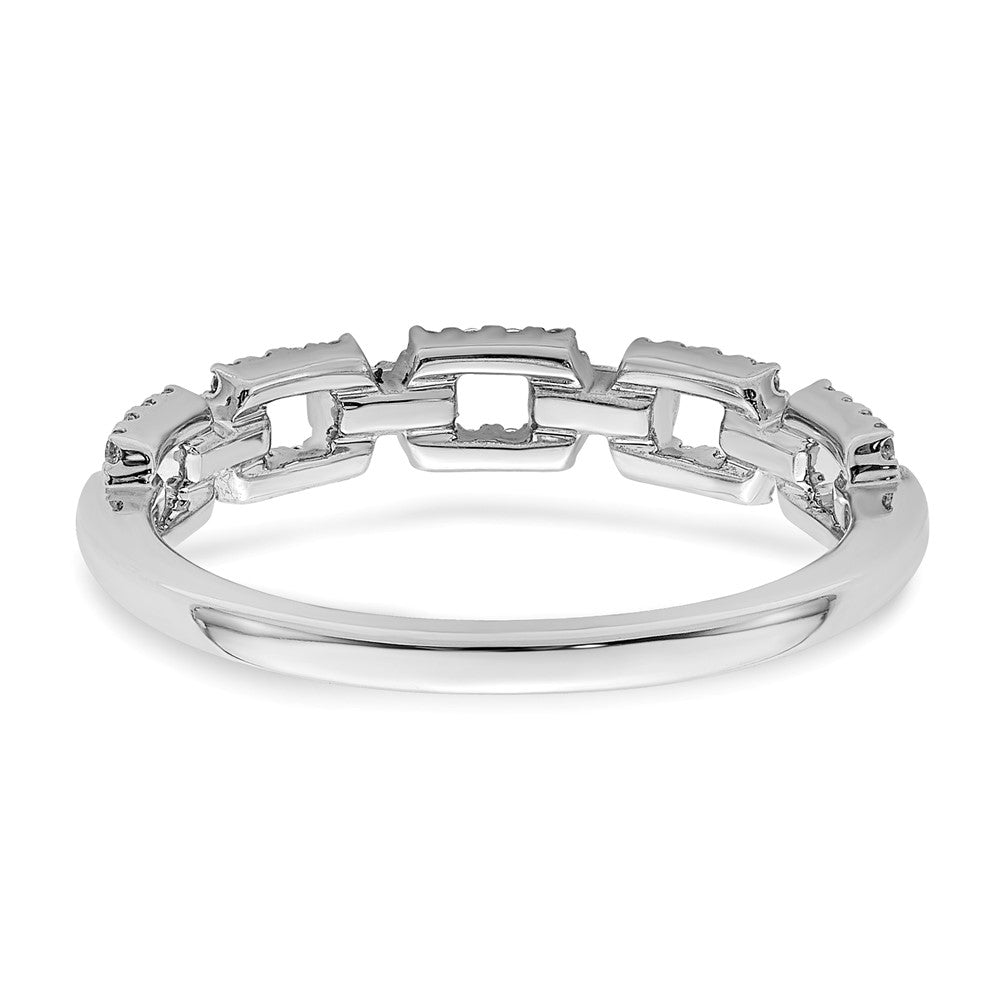 14k White Gold Polished Squares Real Diamond Ring