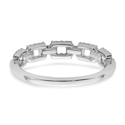 14k White Gold Polished Squares Real Diamond Ring