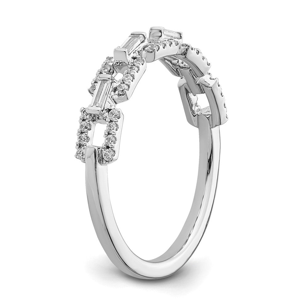 14k White Gold Polished Squares Real Diamond Ring