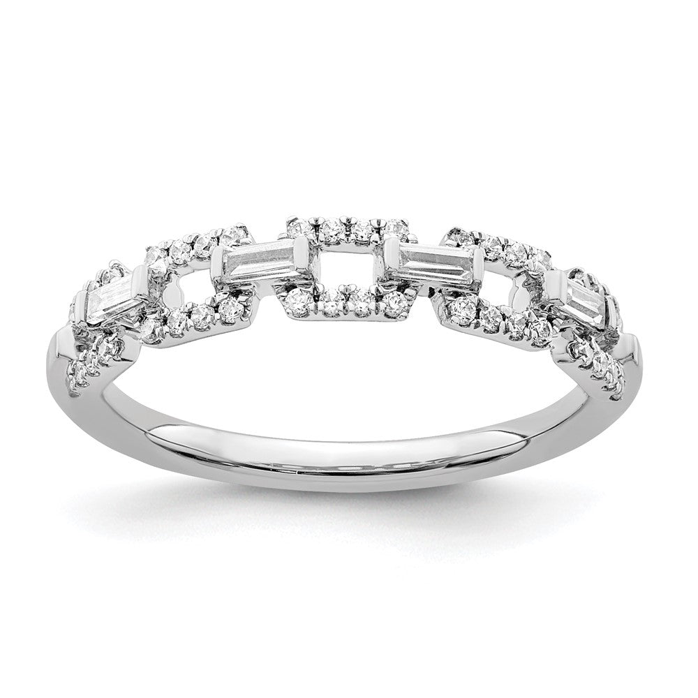 14k White Gold Polished Squares Real Diamond Ring