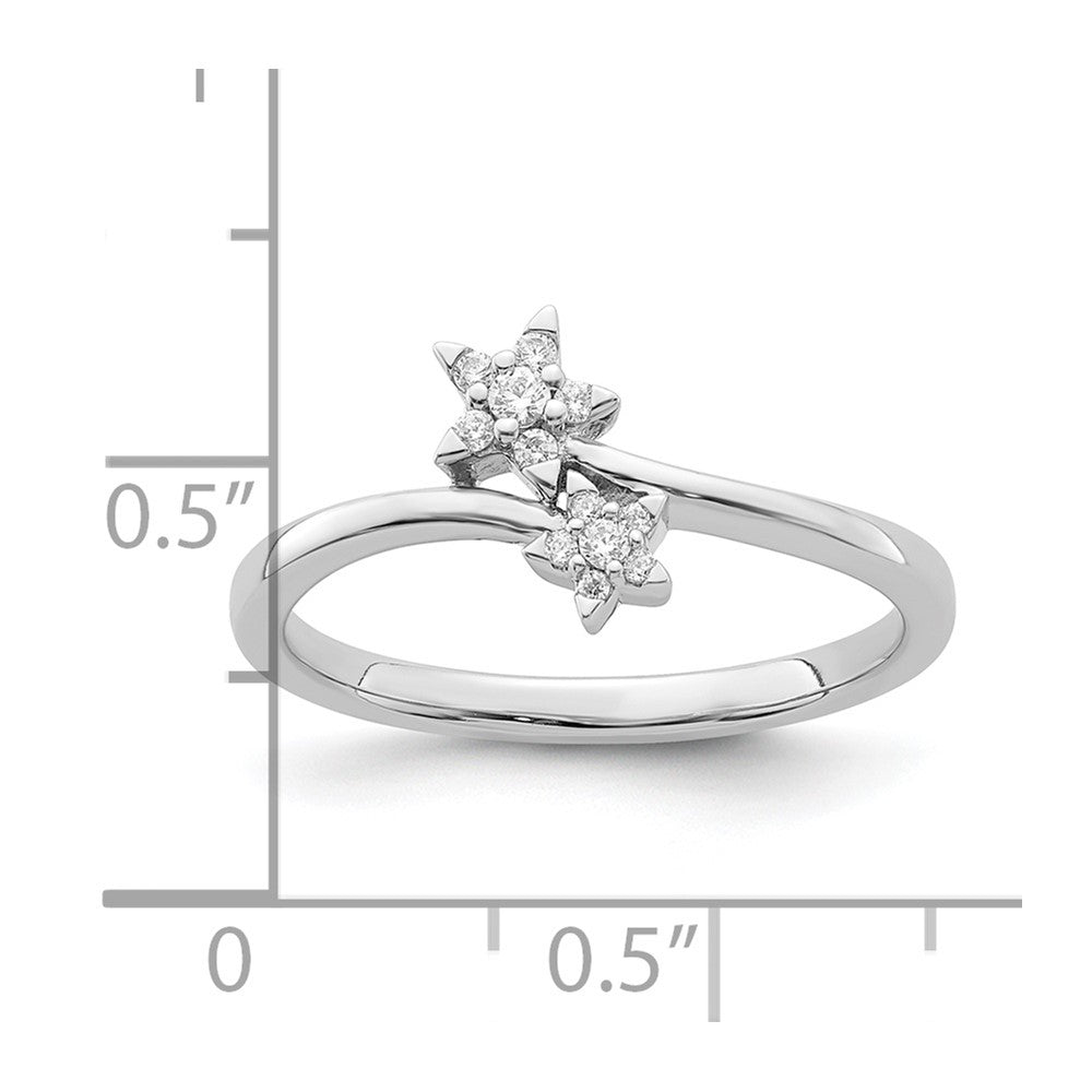 14k White Gold Real Diamond star bypass Real Diamond Ring