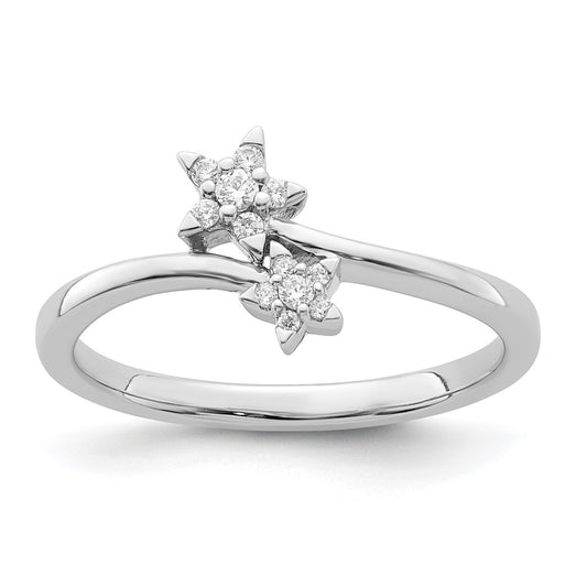 14k White Gold Real Diamond star bypass Real Diamond Ring