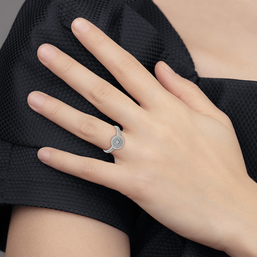 14k White Gold Polished Pave Circle Real Diamond Ring