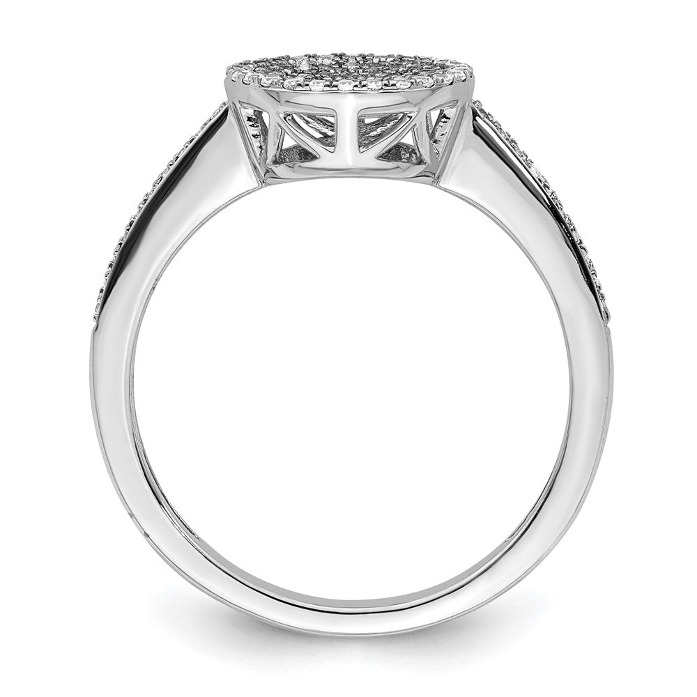 14k White Gold Polished Pave Circle Real Diamond Ring