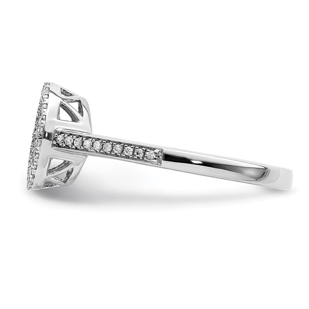 14k White Gold Polished Pave Circle Real Diamond Ring