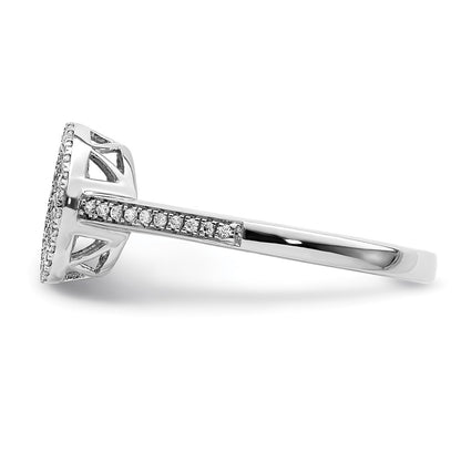 14k White Gold Polished Pave Circle Real Diamond Ring