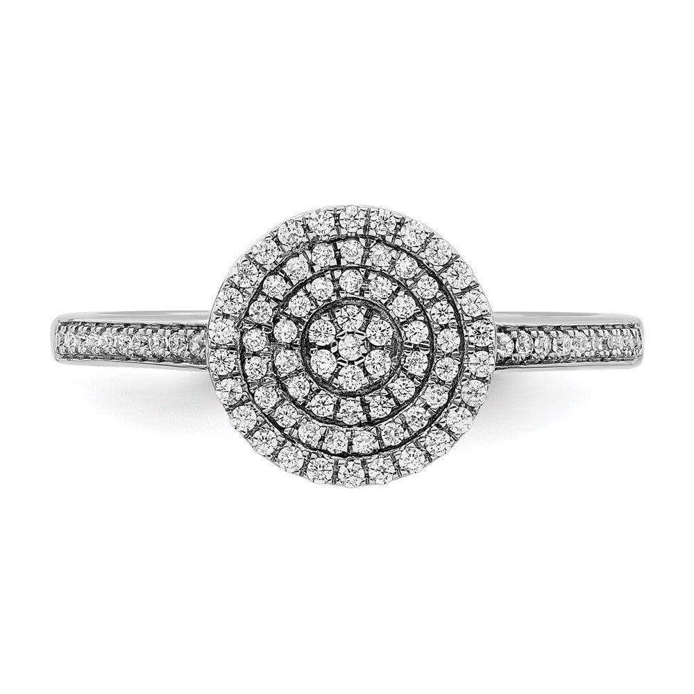 14k White Gold Polished Pave Circle Real Diamond Ring