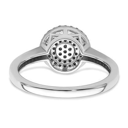 14k White Gold Polished Pave Circle Real Diamond Ring