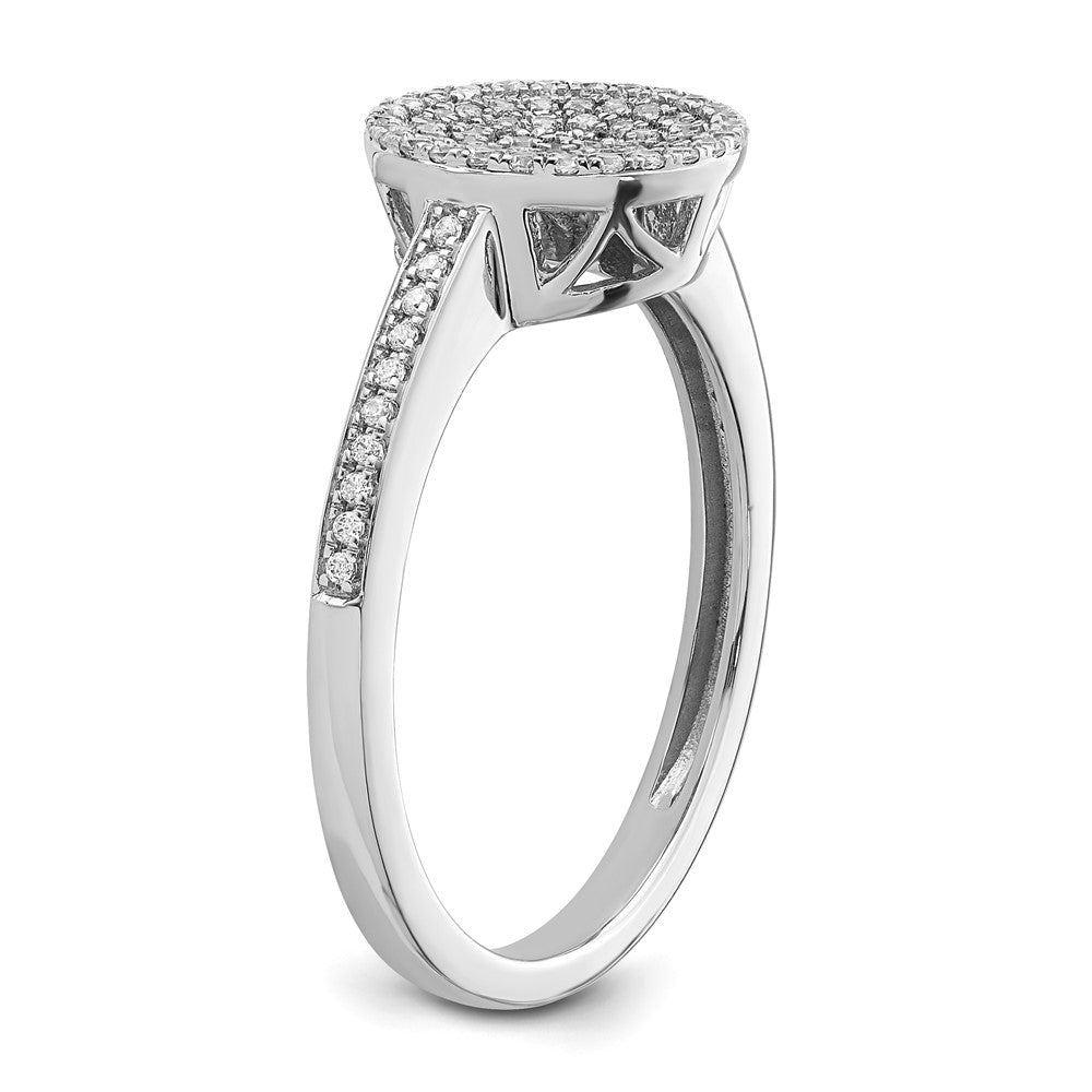 14k White Gold Polished Pave Circle Real Diamond Ring