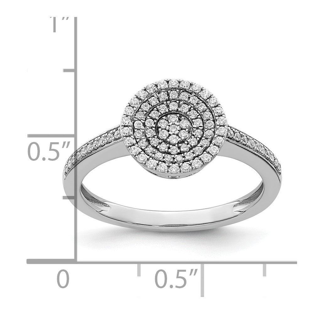 14k White Gold Polished Pave Circle Real Diamond Ring
