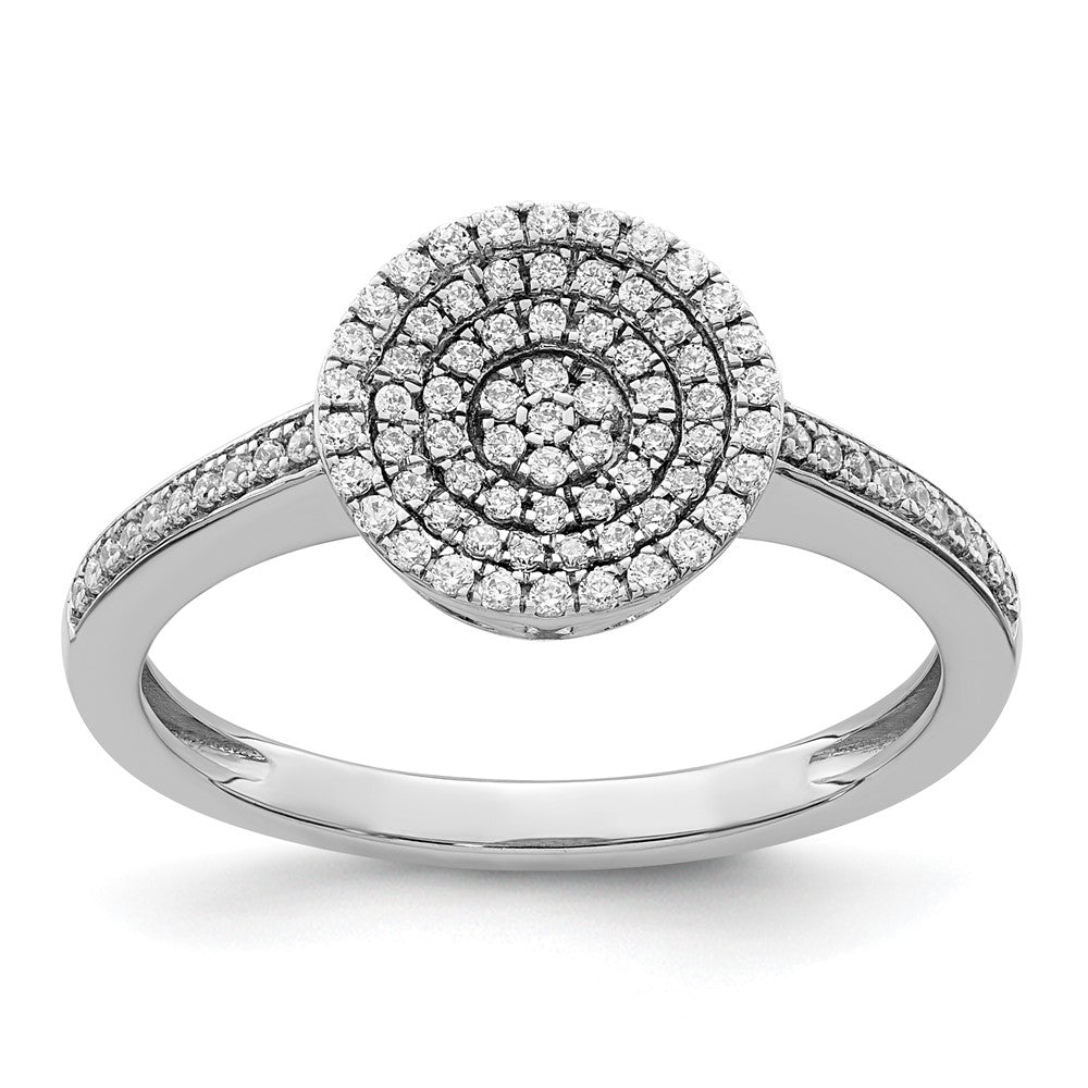 14k White Gold Polished Pave Circle Real Diamond Ring