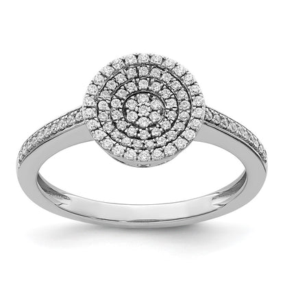 14k White Gold Polished Pave Circle Real Diamond Ring