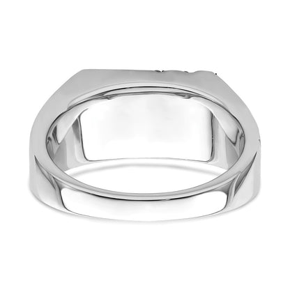 14k White Gold Polished & Satin Onyx & Real Diamond Mens Ring