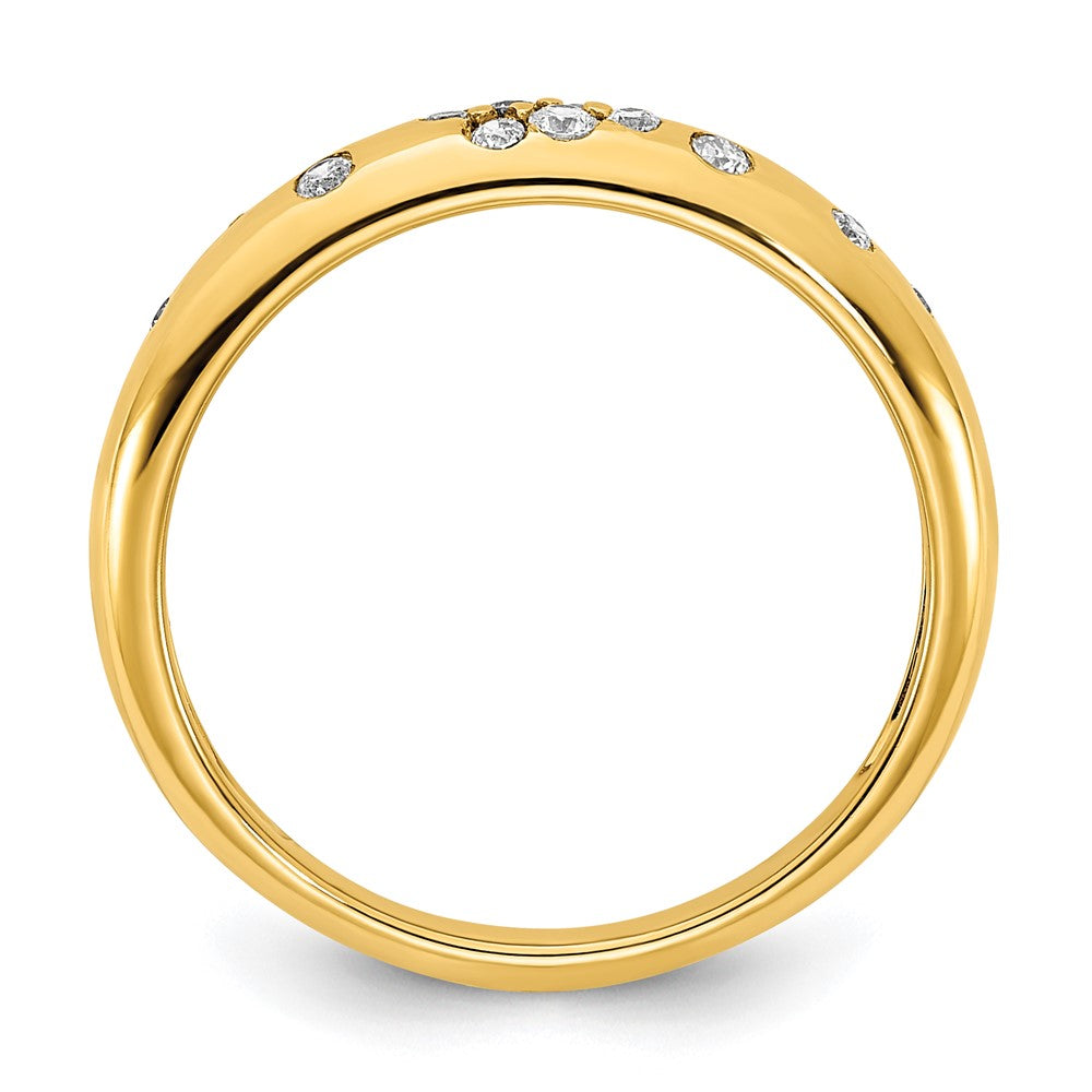 14K Yellow Gold Polished Real Diamond Sprinkle Ring