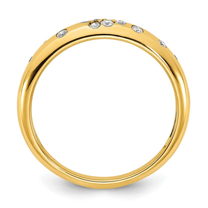 14K Yellow Gold Polished Real Diamond Sprinkle Ring