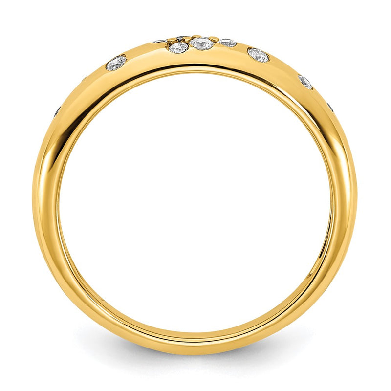 14K Yellow Gold Polished Real Diamond Sprinkle Ring