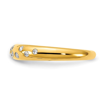 14K Yellow Gold Polished Real Diamond Sprinkle Ring