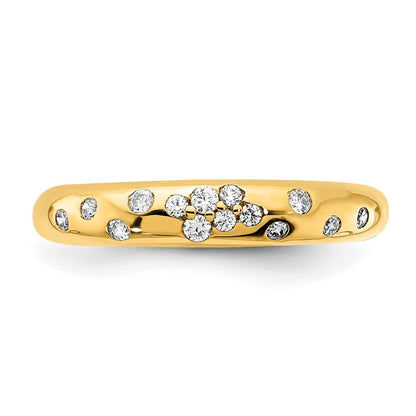 14K Yellow Gold Polished Real Diamond Sprinkle Ring
